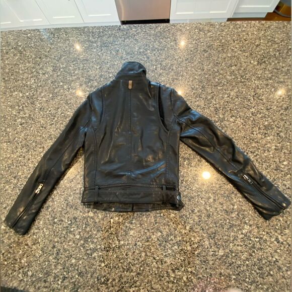 Mackage for Aritzia Black Lamb Skin Leather Moto Jacket Size XS - Picture 6 of 13